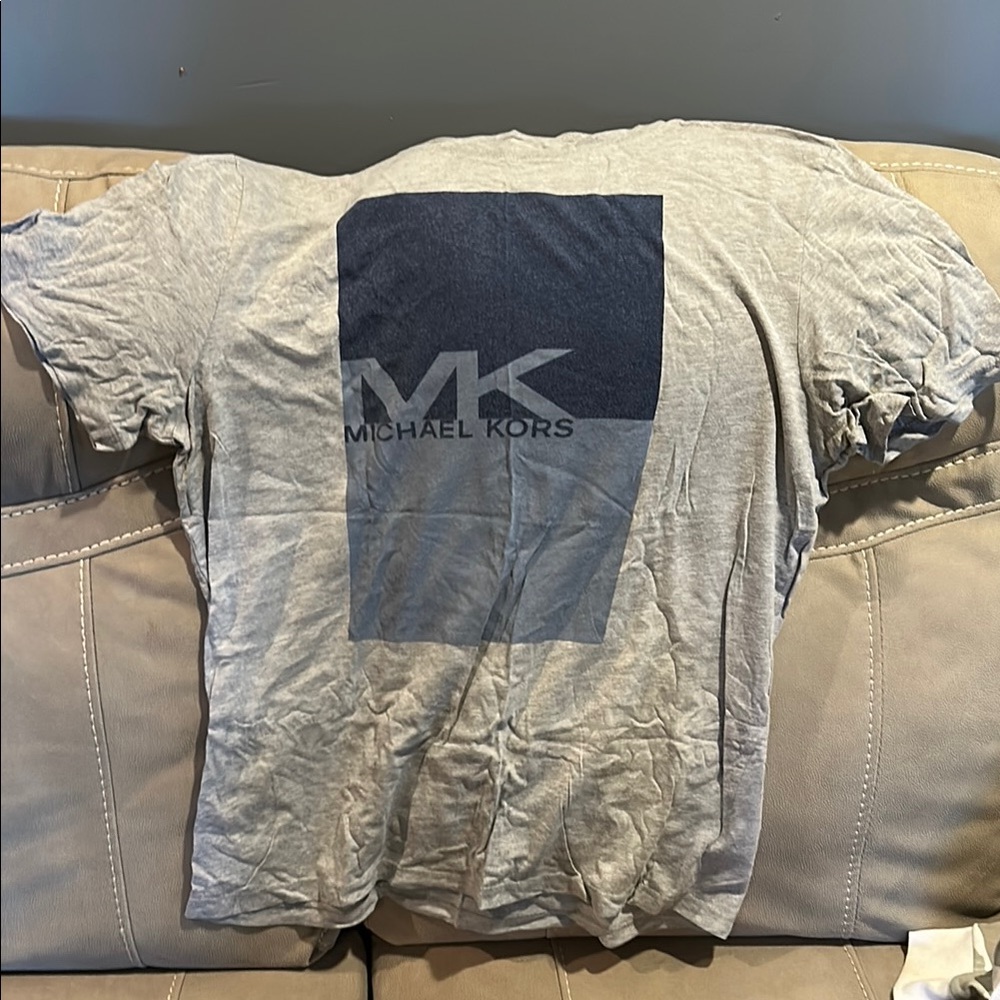 Michael Kors Gray Short Sleeve Tee with Logo Patch